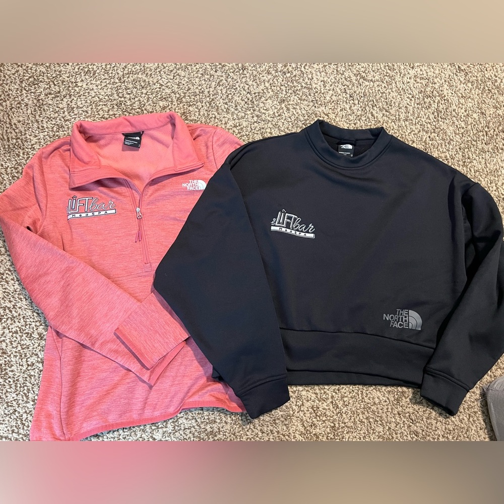 The North Face Pink and Black embroidered Sweatshirts